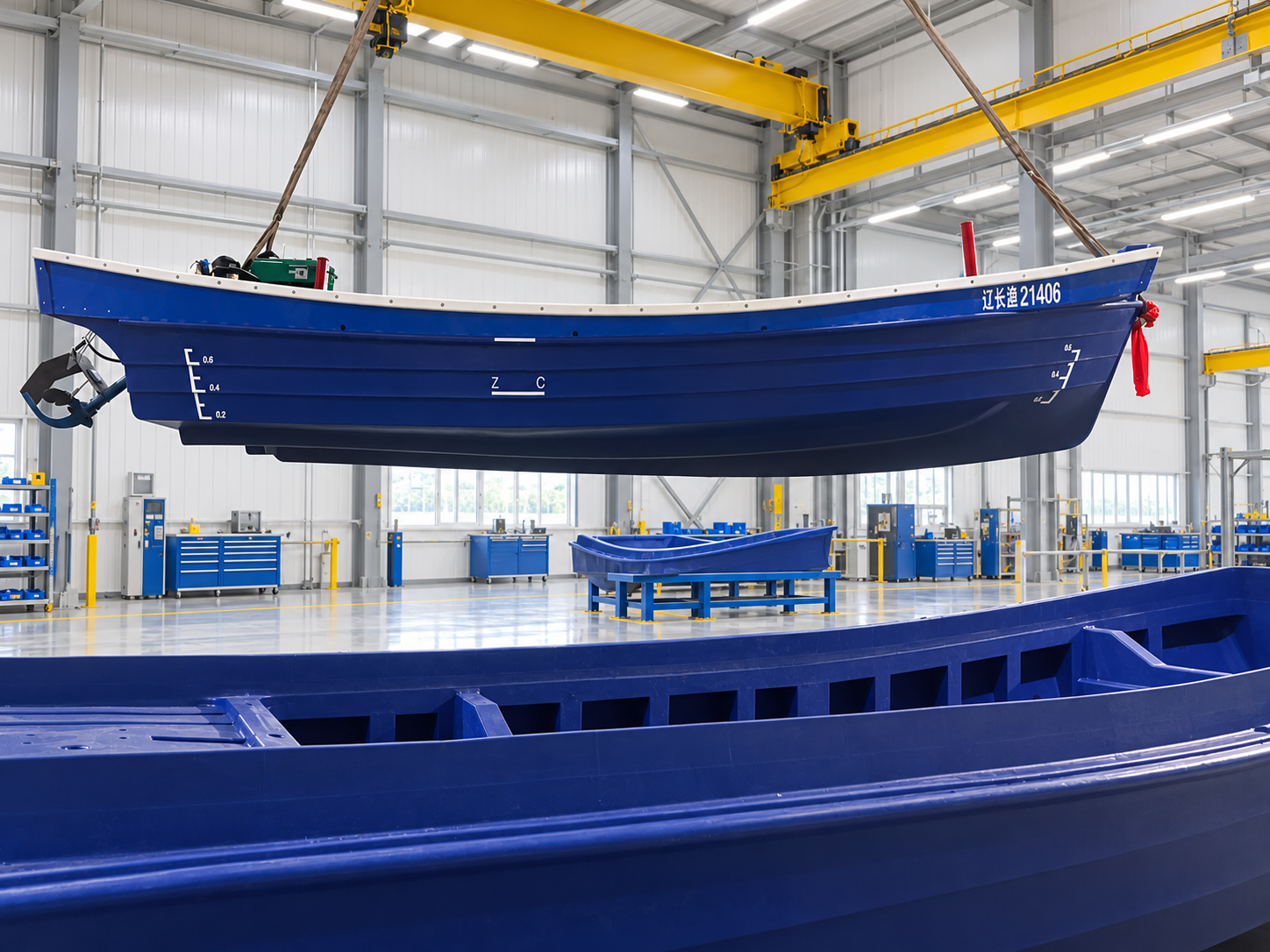 Side view of the boat hull